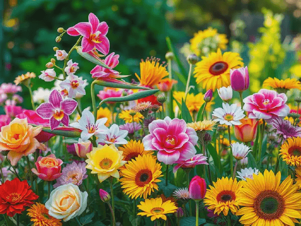 Colorful flowers in a garden